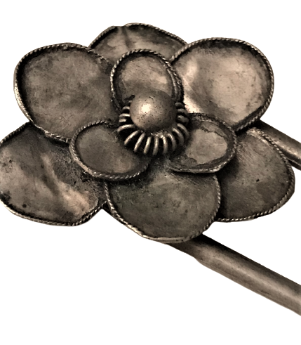 OSMANLI EL YAPIM TOPUZ TOPLANAN SACLARA TAKILAN CİFT İGNELİ UCU GÜL TOKA FİLKETE