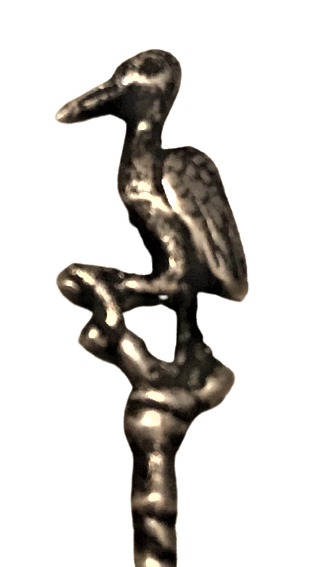 ÜZERİ FLEMİNGO FUGURLU  AYAR DAMGALI GUMÜŞ MİNİ KÜREK 7 CM BOYUNDA KUREK KISMI 15 MM 