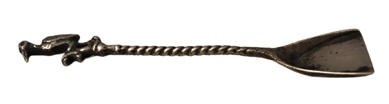 ÜZERİ FLEMİNGO FUGURLU  AYAR DAMGALI GUMÜŞ MİNİ KÜREK 7 CM BOYUNDA KUREK KISMI 15 MM 