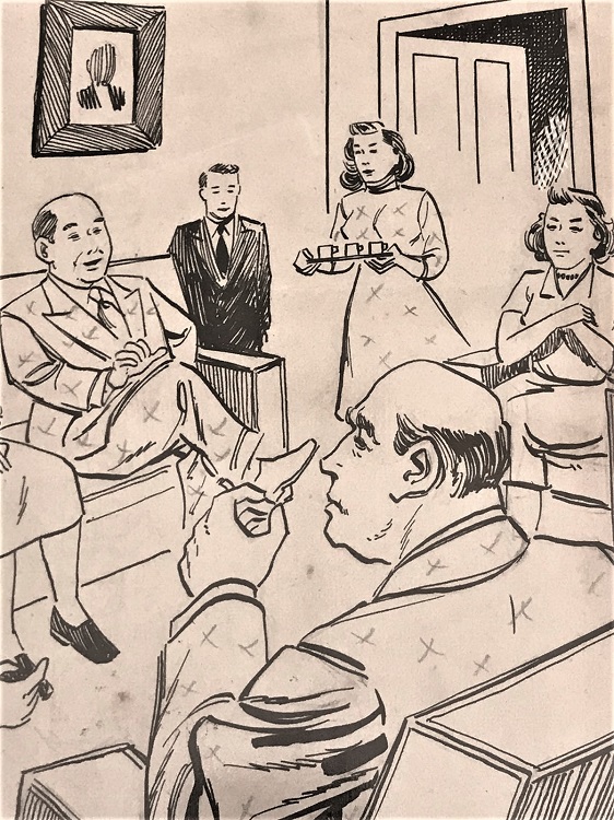 MÜNİF FEHİM İMZALI CİNİ MUREKKEP KALEM  KIZ İSTEME MERASİMİ CİZİM ANLATIMI