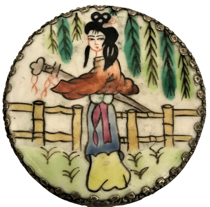 JADE SAP ÜZERİ EL BOYAMA UZAK DOGU MAKYAJ AYNASI 