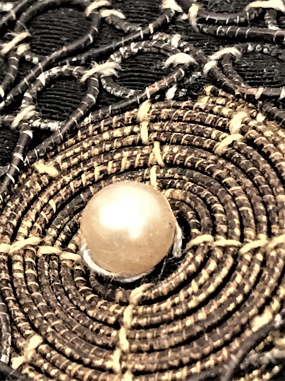 OSMANLI İNCİLİ GELİN CANTASI SİYAH İPEK ASTARLI