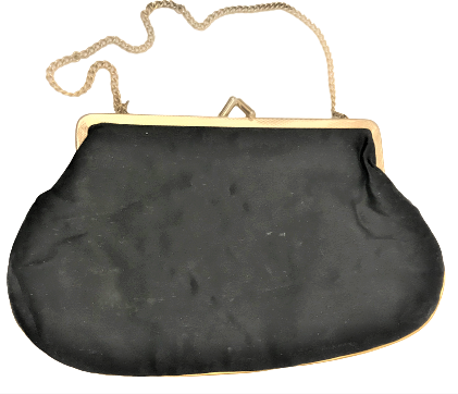 OSMANLI İNCİLİ GELİN CANTASI SİYAH İPEK ASTARLI