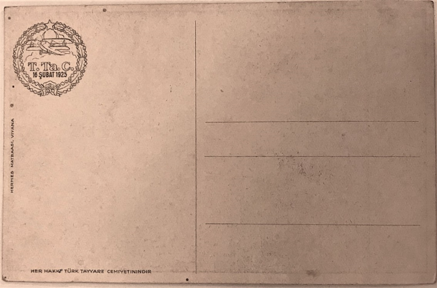 16 SUBAT 1925 TC TAYYARE CEMİYETİNİN CIKARDIGI ATATÜRK KARTPOSTAL