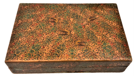 ÜZERİ EL BOYAMA KUŞLU KAPAKLI MUCEVHER KUTUSU