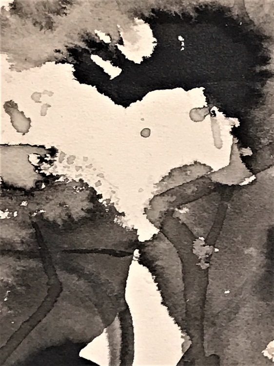 ZEKİ FAİK İZER (1905-1988) İMZALI KARIŞIK TEKNİK KARTON ÜZERİ SİYAH TONLARDA SULU BOYA CALIŞMA  ABSTRACT (SOYUT)  CALIŞMA 