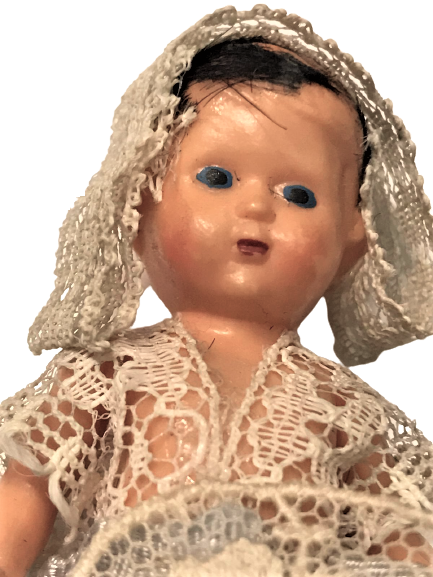 1960 İTALYAN MİLO OYUNCAK ELBİSELİ BEBEK TOYS SOUVENİR DE BRUXELLES BEYBİ