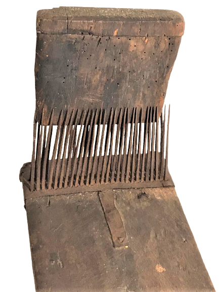 OSMANLI AHŞAP CELİK DÖGME CİVİLİ TARAK HALI DÖKUMADA KULLANILAN  YÜN İP YAPIMINDA KULLANILAN CİVİLİ YÜN TARAGI