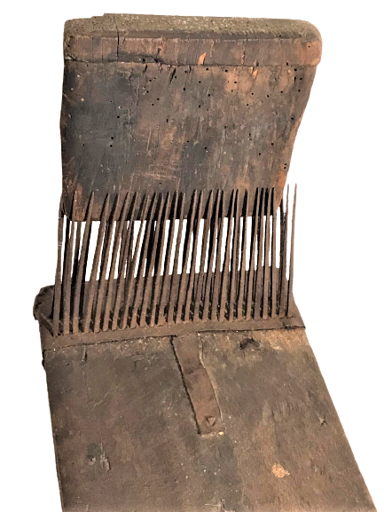 OSMANLI AHŞAP CELİK DÖGME CİVİLİ TARAK HALI DÖKUMADA KULLANILAN  YÜN İP YAPIMINDA KULLANILAN CİVİLİ YÜN TARAGI