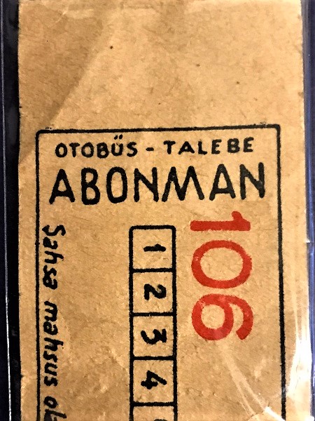 İETT 1960 KAGIT OTOBUS ABONMAN BİLETİ 20 KURUŞ NO 1460
