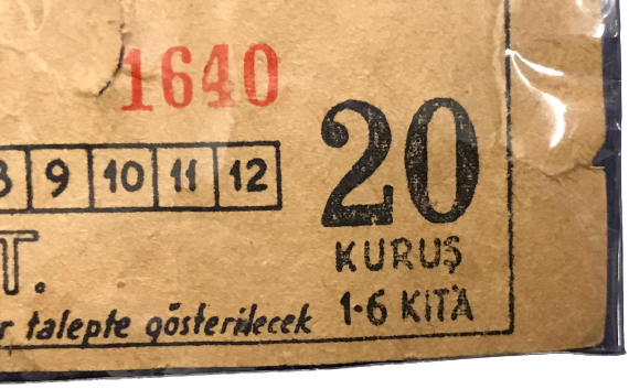 İETT 1960 KAGIT OTOBUS ABONMAN BİLETİ 20 KURUŞ NO 1460