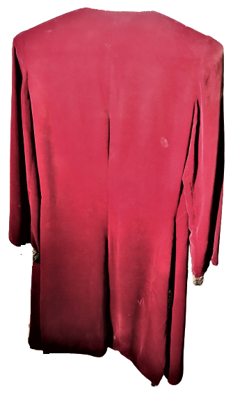 OSMANLI BORDO RENK KADİFE GÜMÜŞ ALTIN TEL KIRMAİŞCİLİKLİ ÜÇ ETEK 