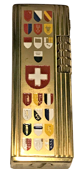 TAŞLI GAZLI MEKANİK CAKMAK İSVİCRE BAYRAKLI VE İSVİCRE SEHİR BAYRAKLARI SOUK MİNE ÜZERİNDE