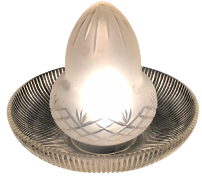 FRANSIZ BAŞ UCU GECE LANBASI PORSELEN GÖVDE BRONZ AYAK KİRISTAL FANUS VE ALT ÜZERİ EL ALTIN CEKME