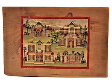 1930 ALMAN İNŞAAT YAPIMI OYUNU AHŞAP KÖK BOYAMA ANTİKA ZEKA OYUNU SÜRGÜLÜ KAPAK AHŞAP KUTUSUNDA