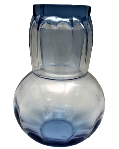 MAVİ DİLİMLİ CAM BARDAK VE SURAHİ DEN OLUŞAN TAKIM BAŞ UCU GECE SURAHİSİ