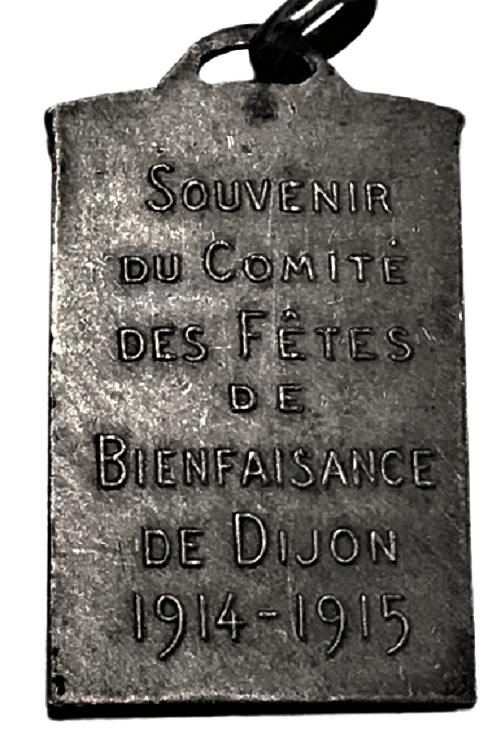 FRANSIZ KOLYE BRONZ ÜZERİ GÜMÜŞ KAPLAMA DEUVRE DO TRICOT DU SOLDAT SOUVENIR DU COMITE DES FETES DE BIENFAISANCE DE DIJON 1914 1915