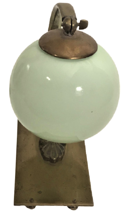 1950 OPAL CAMLI BRONZ AYAKLI CALIŞMA MASA ÜZERİ AYDINLATMA  LAMBA