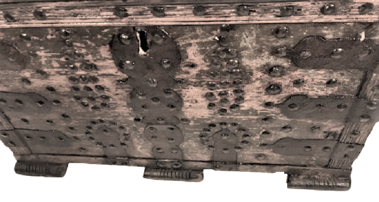 OSMANLI YÖRÜK İŞİ ÜZERİ KABARA SÜSLEMELİ AHŞAP KAPAKLI İÇERSİ GÖZLÜ GELİN BOHCA SANDIK