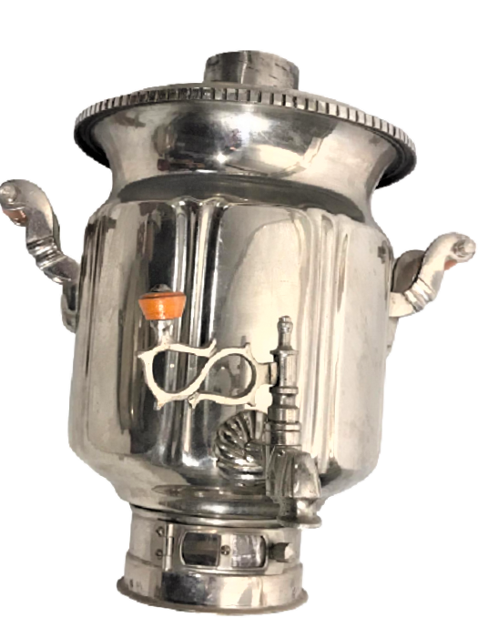 1940 IRAN GAZLA CALIŞAN  PİRİNC NIKEL KAPLAMA EKSİKSİZ METAL SEMAVER