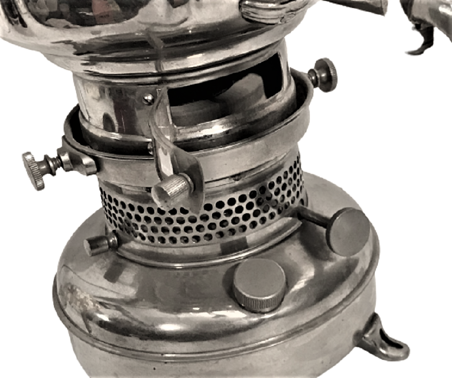 1940 IRAN GAZLA CALIŞAN  PİRİNC NIKEL KAPLAMA EKSİKSİZ METAL SEMAVER