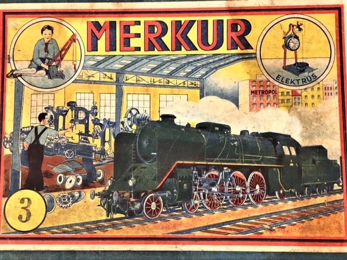 1925 MERKUR ELEKTRUS 3 NUMARA KARTON KUSUSUNDA METAL LOGO TAKIMI CEK CUMHURİYETİ MALI 