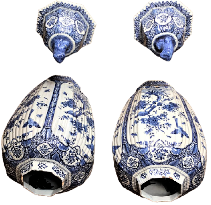 CİN HANEDAN KUTSAL ÇİFT VAZO 16 YÜZYIL 60 CM BOY KAPAKLI EL İŞİ BLUE WHITE J.G 56/15