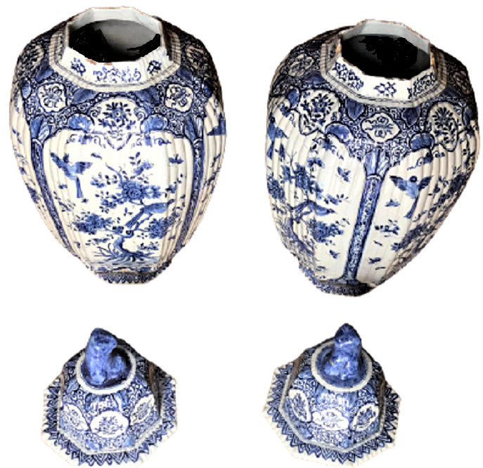 CİN HANEDAN KUTSAL ÇİFT VAZO 16 YÜZYIL 60 CM BOY KAPAKLI EL İŞİ BLUE WHITE J.G 56/15