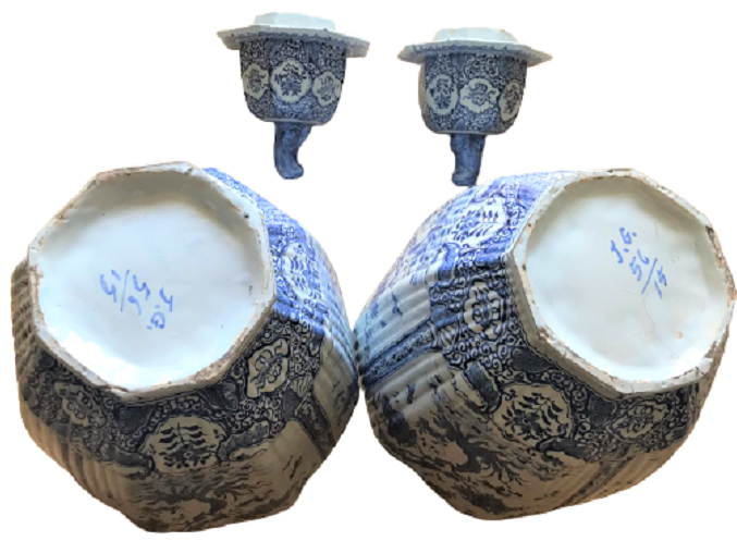 CİN HANEDAN KUTSAL ÇİFT VAZO 16 YÜZYIL 60 CM BOY KAPAKLI EL İŞİ BLUE WHITE J.G 56/15