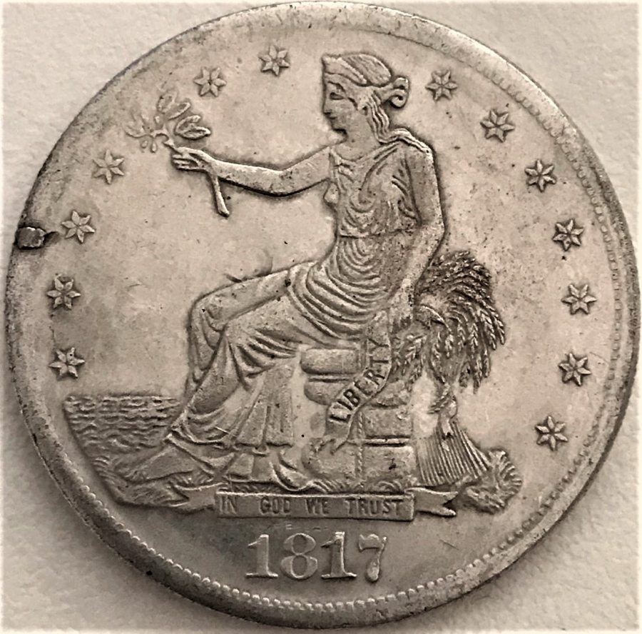 120 GRAİNS 900 FİNE TRADE SİLVER USA DOLLAR TEDAVUL 1817-1885 (replika)