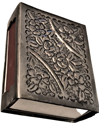 ĞÜMÜŞ ÜZERİ GÜL KABARTMA EL İŞCİLİKLİ KİBRİTLİK 