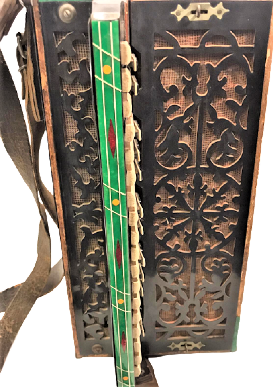 TAMAMEN EL İŞCİLİKLİ SEDEF KARMA MARKUTERİ VE TESTERE SÜSLEMELİ  CERKEZ AKORDİYON KÖRÜKLER DERİ 