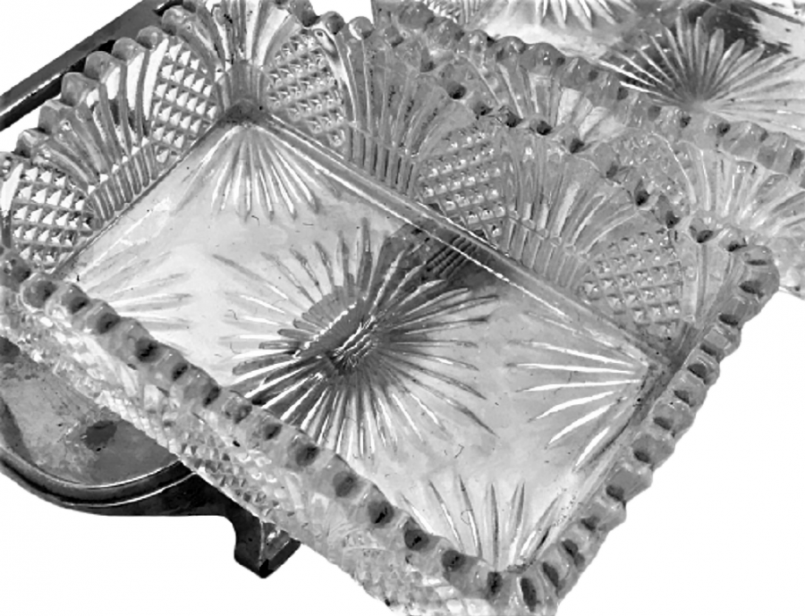 FRANSIZ 1950 TAŞIMA KULPLU MASA SERVİS BAHARATLIK CİFT KRİSTAL KABLI