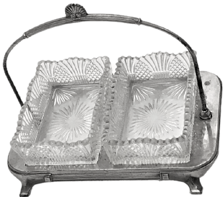 FRANSIZ 1950 TAŞIMA KULPLU MASA SERVİS BAHARATLIK CİFT KRİSTAL KABLI