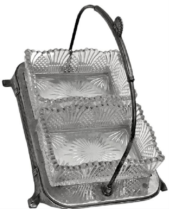 FRANSIZ 1950 TAŞIMA KULPLU MASA SERVİS BAHARATLIK CİFT KRİSTAL KABLI