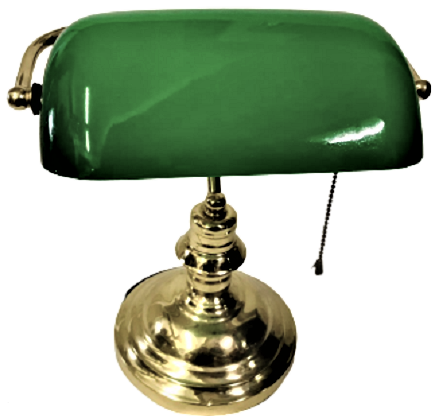 KOMPLE SARI RENKDE METAL GÖVDE VE AYAKLAR  MASA USTU CALIŞMA AYDINLATMA BANKER LAMBASI OPAL İÇ BEYAZ DIŞ YEŞİL