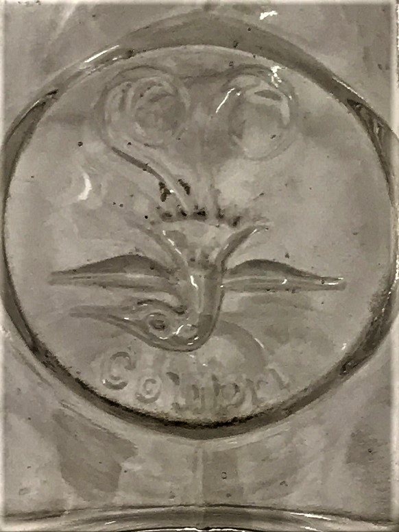 1930 COLİBRİ COLOGNE GERNANY ALMAN KOLANYA  BİLLÜR CAM ŞİŞE Sİ ÜZERİ VE TABANI İŞLEMELİ METAL CEVİRMELİ KAPAK