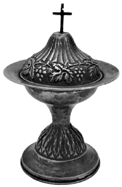 OSMANLI ERMENİ USTA TAMAMI EL İŞCİLİKLİ ÜZÜM SALKIM ASMA YAPRAK  DESENLİ GÜMÜŞ ISTAVROZLU KAPAKLI BUHURDAN