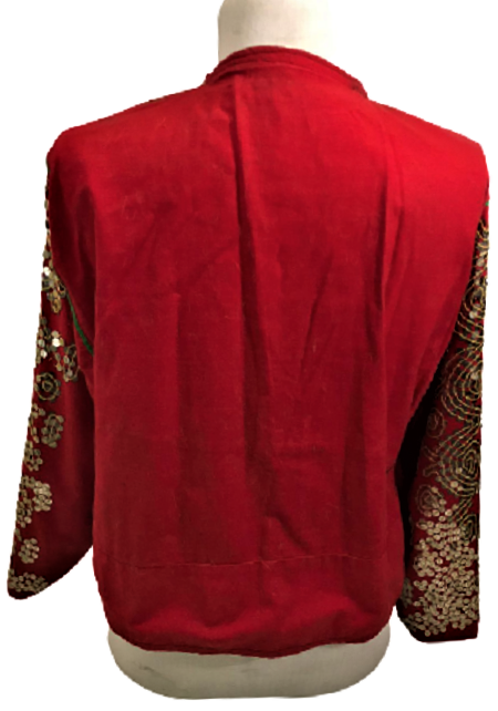 OSMANLI ÜZERİ KOMLE EL DİKİM PARLAK PULLU MOTİFLERLE BEZELİ GELİN KINA CEPKENİ