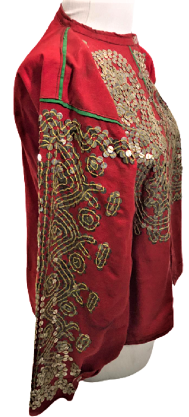 OSMANLI ÜZERİ KOMLE EL DİKİM PARLAK PULLU MOTİFLERLE BEZELİ GELİN KINA CEPKENİ