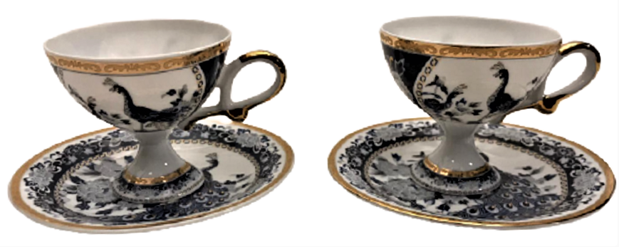 KOMPLE EL BOYAMA  KENARLAR VE MOTİFLE ALTIN EL CEKME  KAHVE FİCANI 2 ADET