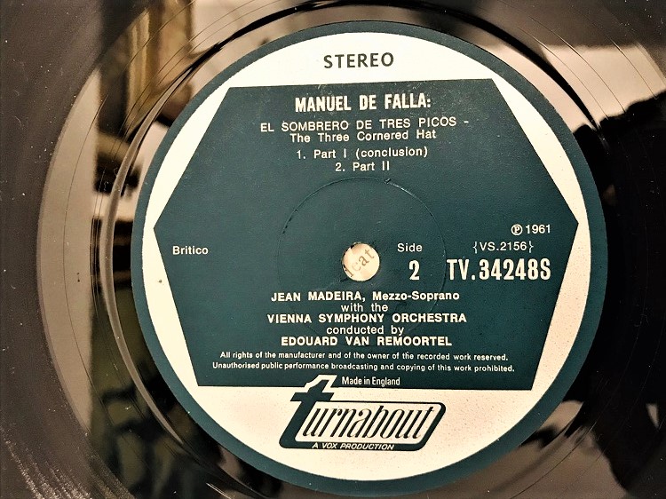 PICASSO MANUEL DE FALLA THREE CORNERED HAT EL AMOR BRUJO 33 LP PLAK ORJİNAL BASKI