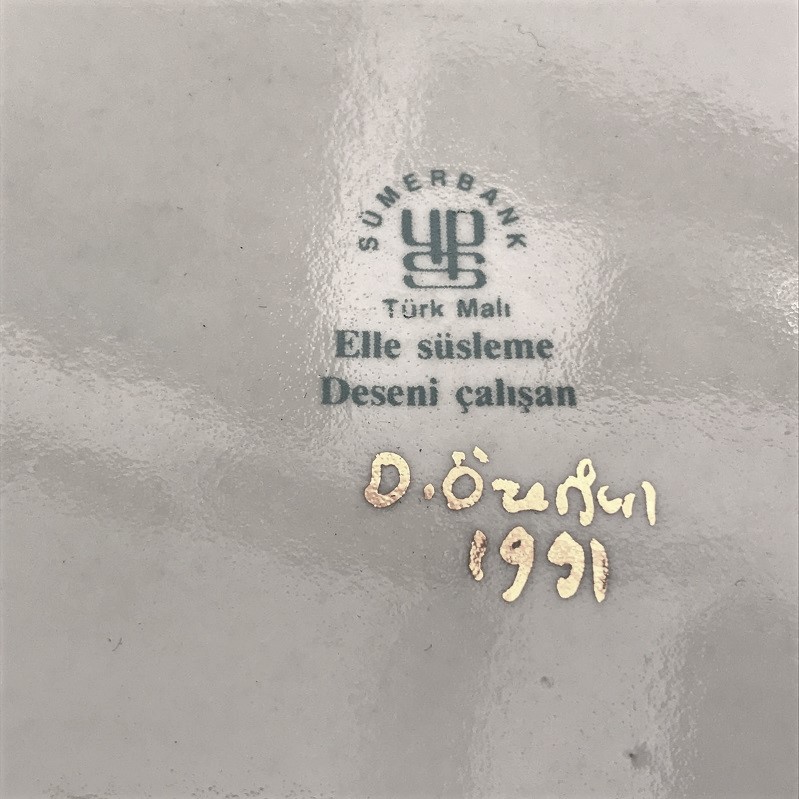SÜT BEYAZ CİCEKLİ EL YAPIM SÜMERBANK DAMGALI KAPAKLI PORSELEN SAHAN İKRAMLİK LOKUMLUK 