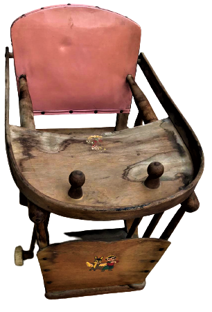 1950 EYÜP İSTANBUL İŞİ  YAPIMI AHŞAP TEKERLEKLİ BEBEK YÜRÜTEC MAMA  OTURAK  SANDALYE