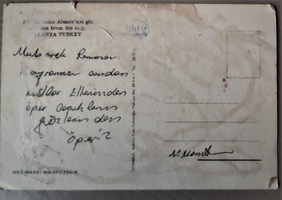 ALANYA NIN GÖRÜNÜŞÜ TÜRKEY ARKASI YAZILI KARTPOSTAL 
