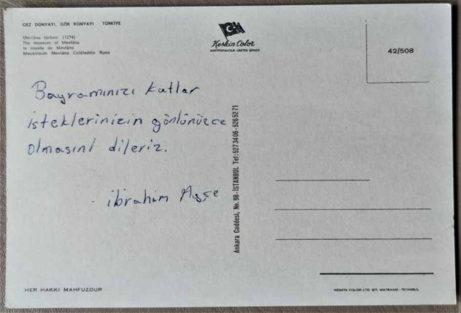 GEZ DUNYAYI GÖR KONYAYI KARTPOSTAL KONYA ARKASI YAZILI