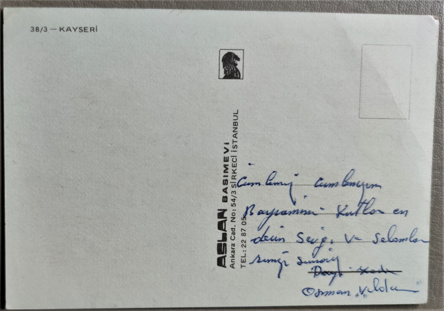  KAYSERİ ARKASI YAZILI KARTPOSTAL 15 X 10 CM