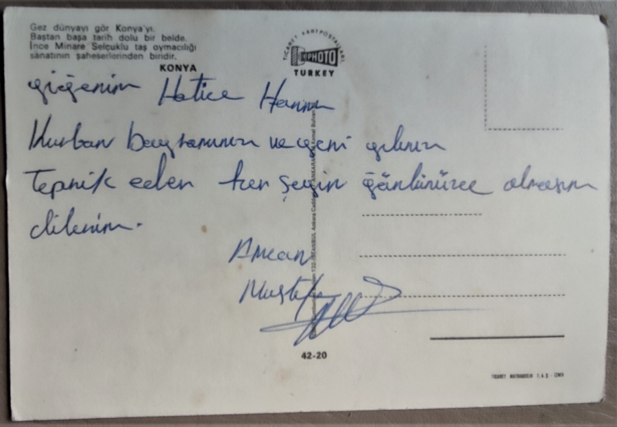 KONYA MEYDANI  KARTPOSTAL ARKASI YAZILI 