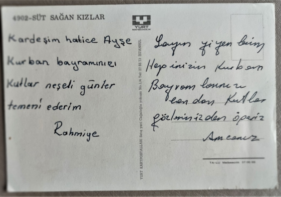 SÜT SAĞAN KIZLAR ARKASI YAZILI KARTPOSTAL