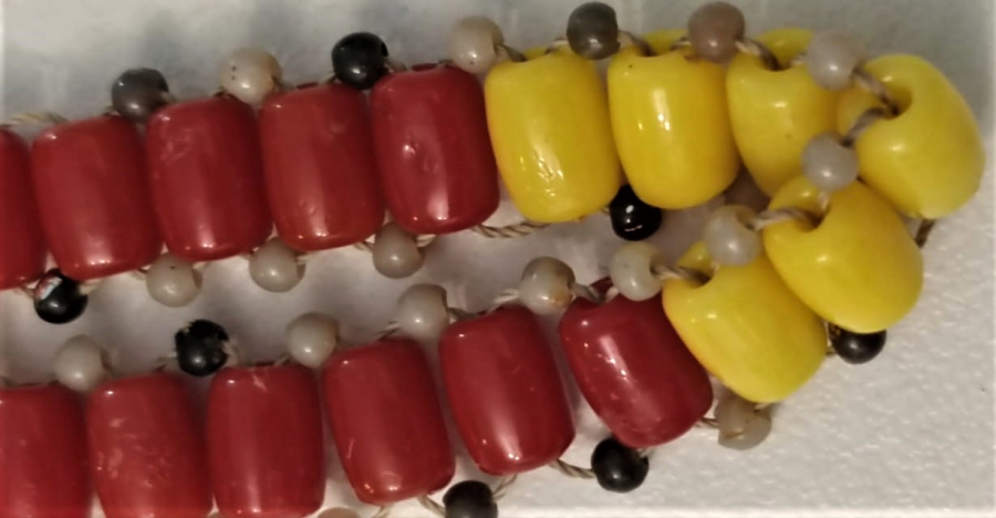 HAPİSHANE İŞİ BONCUKLU SARI KIRMIZI TESBİH 42 HABBELİ 